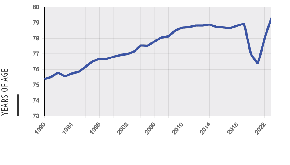 Chart of Life expectancy national trend
